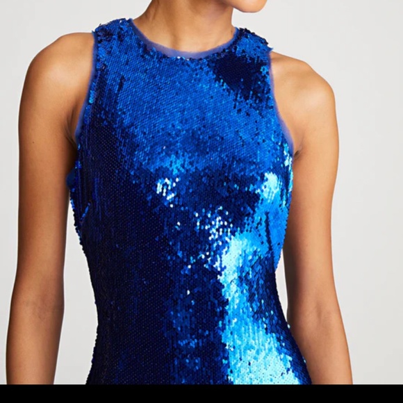 Halston blue sequin dress gown(floor length dress) - Picture 1 of 5